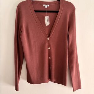 Reitmans Ribbed Button Front Cardigan Rust Terracotta Clay XXL BNWT